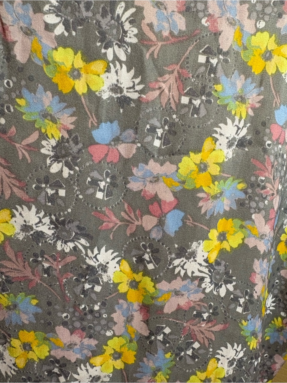 Free People Gray Floral Scoop Tank with Yellow & Pink Blooms - Picture 6 of 8